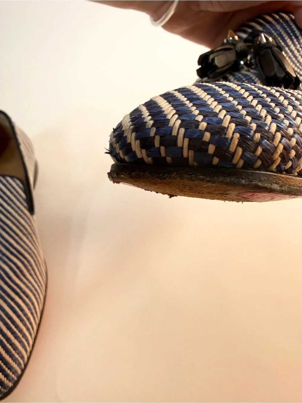 Christian Louboutin Blue Woven Tassel Loafers